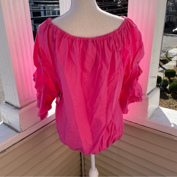 Vince Camuto Linen Off The Shoulder Bubble Sleeve Tie Front Blouse Size XL - Picture 7 of 11